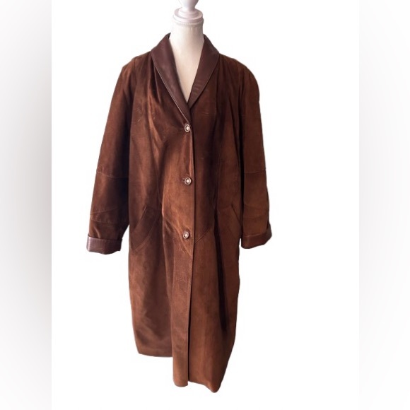 Stunning Estate Brown Leather Suede Jacket Coat Large Medium Designer 90s 80s - Picture 6 of 15